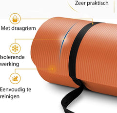 Yogamat - Fitness mat - Sportmat - Yoga mat extra dik - 185x60 cm - Oranje - Tresko