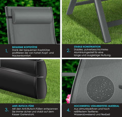 Tuinstoelen verstelbaar - Ligstoel - Set van 2 - Antraciet - KESSER®