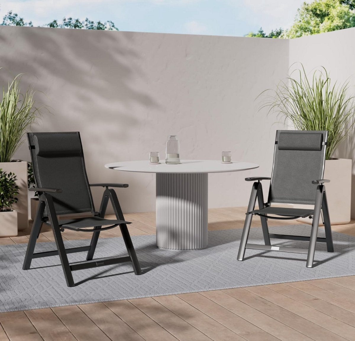 Tuinstoelen verstelbaar - Ligstoel - Set van 2 - Antraciet - KESSER®