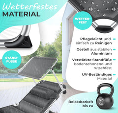 Ligbed - Ligstoel - Zonnebed - Opvouwbaar - Antraciet - KESSER®