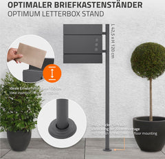 Brievenbusstandaard 40 cm x 120 cm antraciet roestvrij staal ML design