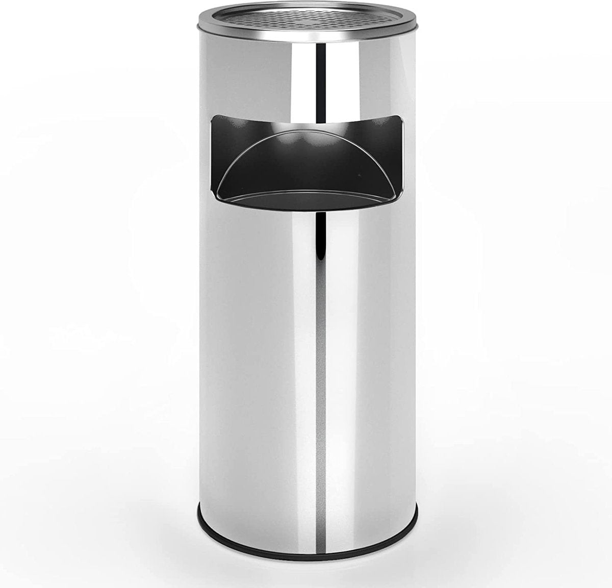 Jago- Staande asbak met prullenbak - Zilver- 30 liter, van RVS/ ijzer, 2 in 1, met binnenemmer