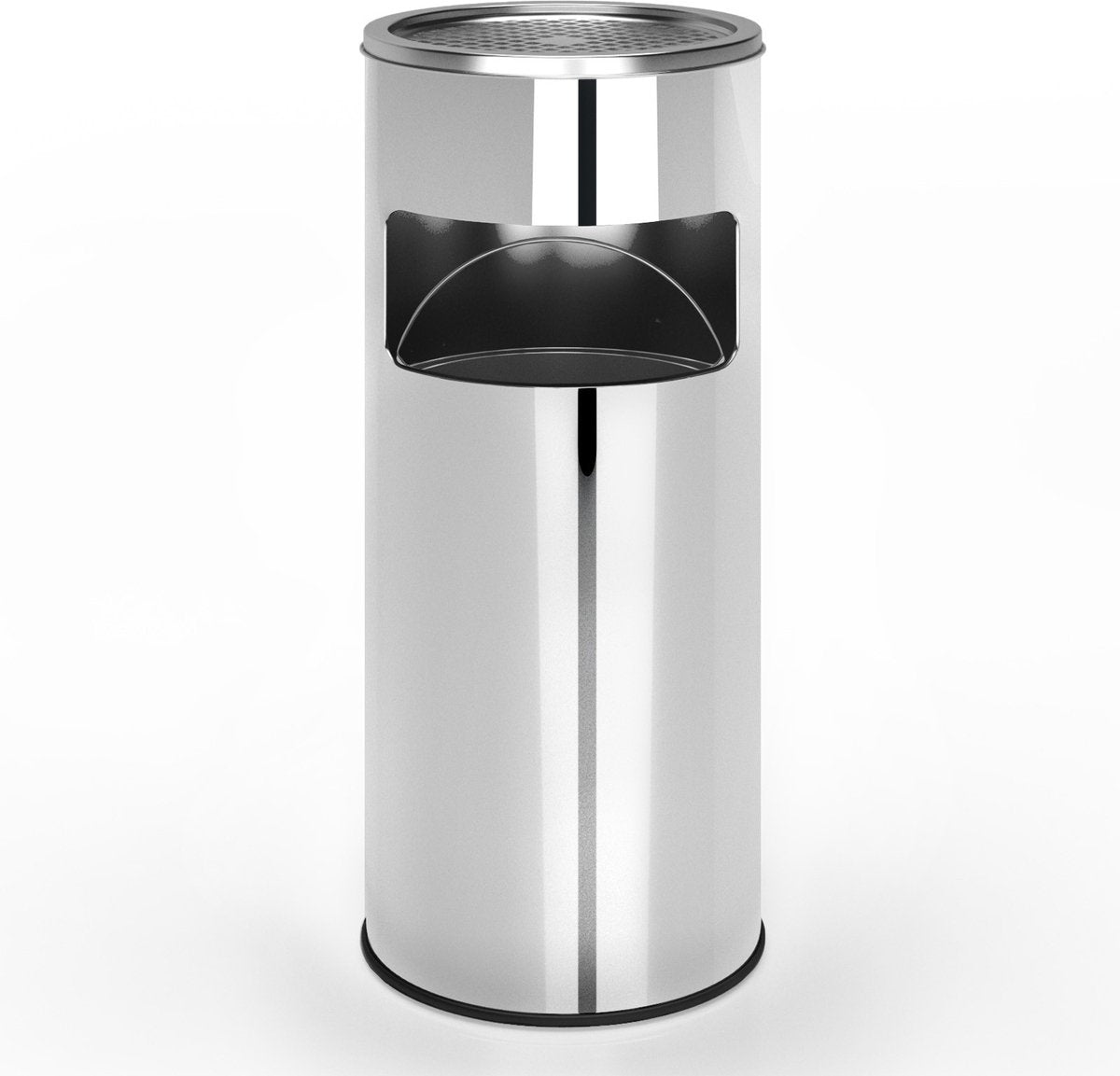 Jago- Staande asbak met prullenbak - Zilver- 30 liter, van RVS/ ijzer, 2 in 1, met binnenemmer