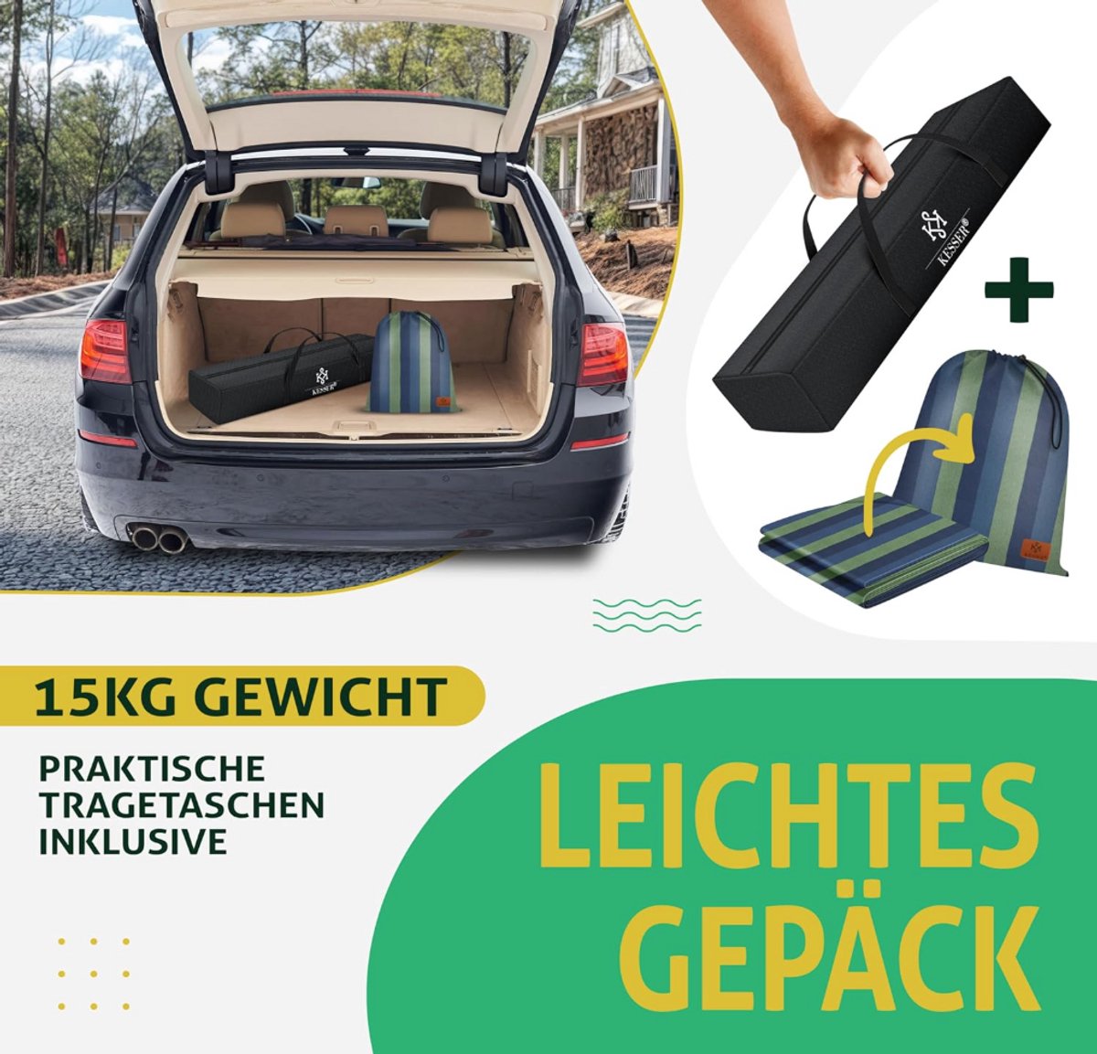 KESSER® Hangmat LAKE met Frame | Dubbele Hangmat voor 2 Personen met Stabiel Frame 200kg Draagvermogen voor Binnen & Buiten | XXL Hangmat met standaard voor Tuin, Zwembad, Balkon en Terras, Blauw