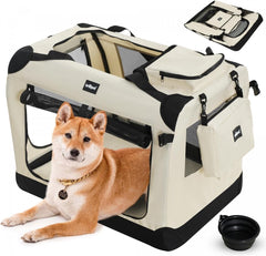 Reisbench hond - Draagtas hond - Transportbox - 70x52x52 cm - Beige