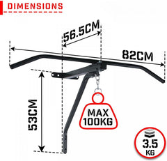 Physionics - Pull -up balk met bokszakbevestiging - wandbevestiging - 2 in 1 - maximale belasting 100 kg - spierversterking - fitnessapparatuur - boksen