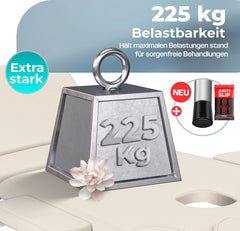 KESSER® Massagetafel inklapbaar 180x61x90cm | Behandeltafel 225kg Draagvermogen & In Hoogte Verstelbaar | Mobiele Massagebank 3-Zone | Aluminium Massagebed met Hoofdsteunen Armsteunen & opbergtas - Beige