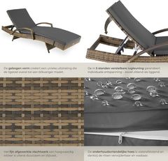 Ligbed - Ligstoel - Zonnebed - Verstelbaar - Bruin - Tectake®