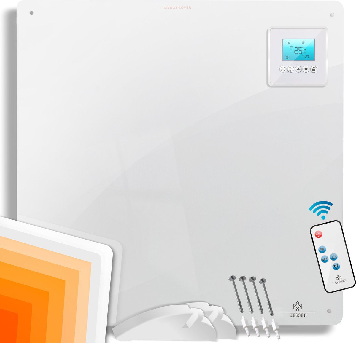 KESSER® Infrarood Paneel 425-550 watt met afstandsbediening / LCD display Digitaal / Timer / Wandverwarming / Infrarood / Verwarming / Radiator | Verwarmingspaneel | Incl.voetjes NIEUW | - 1x 425 Watt