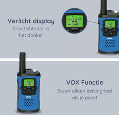 Alecto FR-115BW - Walkie Talkie voor kinderen en volwassenen - Set van 2 stuks - Bereik tot 5 km - Blauw •