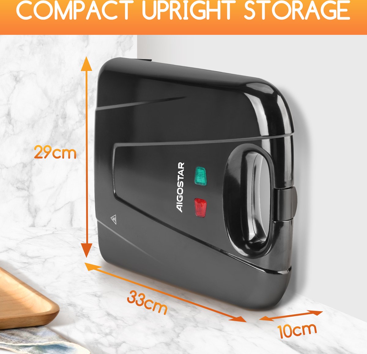 Aigostar Sandwich Maker - Tosti ijzer - 1400W - Zwart •