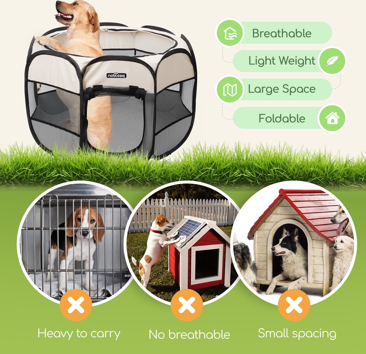 Nobleza Puppyren - Konijnenren - Dierenren - 92x92x58cm