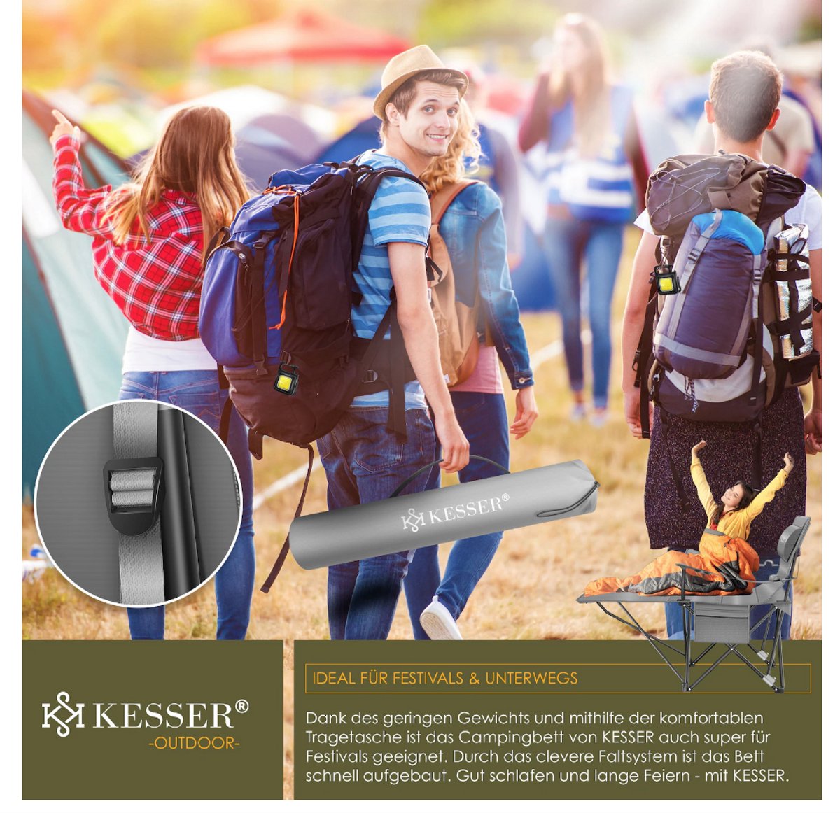 Campingstoel - Visstoel - Vouwstoel - Grijs - KESSER®