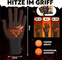 Ovenwanten - Ovenhandschoenen - Zwart - XXL - KESSER®