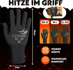 Ovenwanten - Ovenhandschoenen - Grijs - XXL - KESSER®