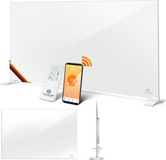KESSER® Elektrische Kachel 520W Infrarood Verwarmingspaneel Aluminium - Infraroodverwarming Energiebesparing 2-in-1 Staande & Muurmontage Verwarming met Thermostat + open raam detectie + Afstandsbediening & APP-bediening - Wit