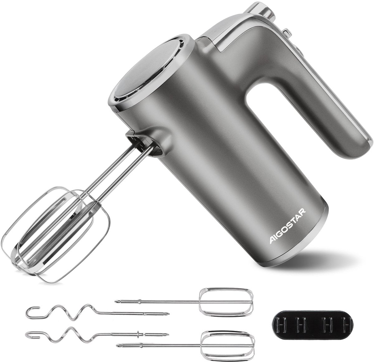 Handmixer - 5 Snelheden met Turbo - RVS Deeghaken & Gardes - 400W - Aigostar