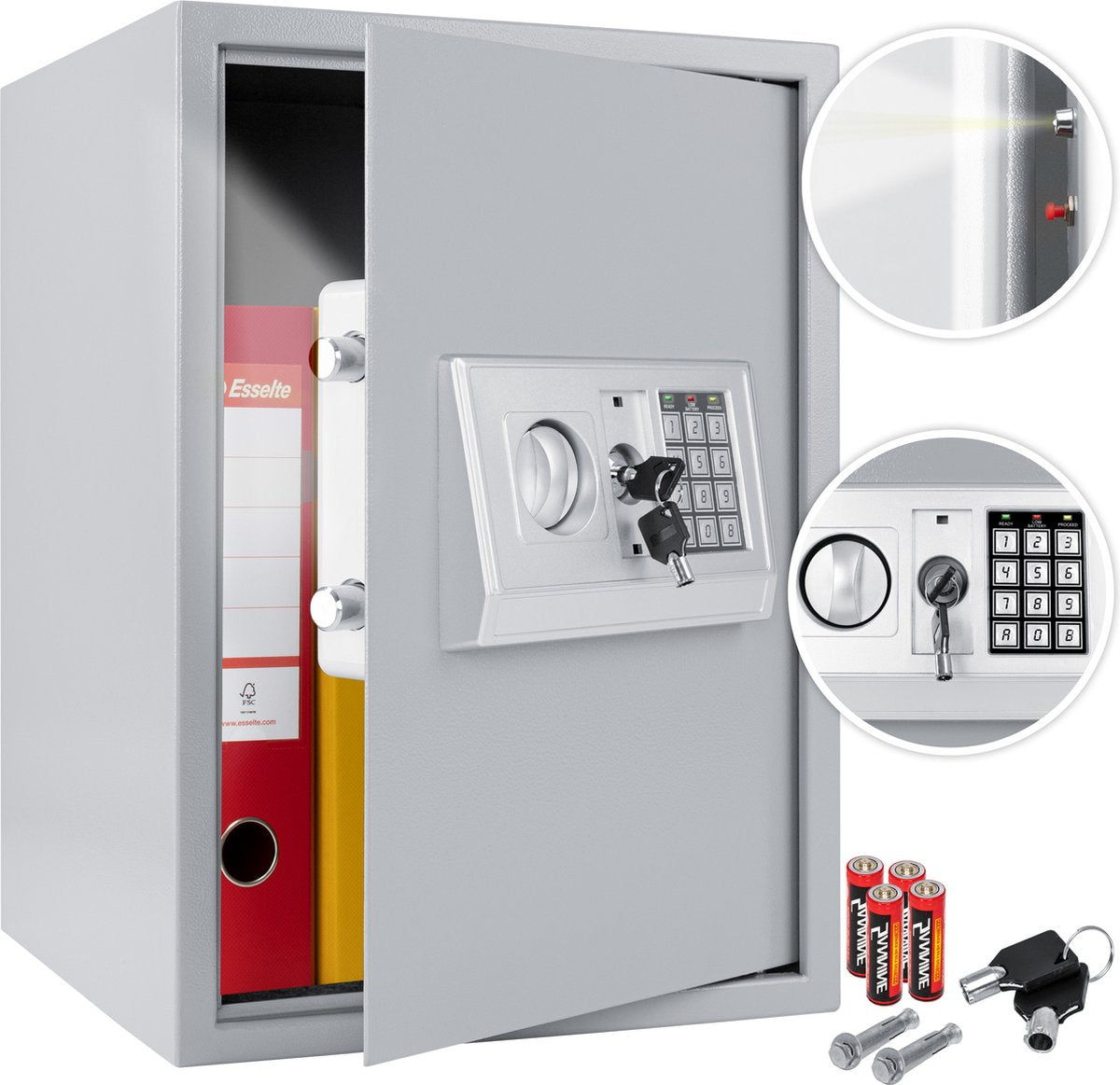 KESSER® Elektronische Kluis met cijferslot Safe Wandkluis 50x35x34,5 LED-display Staal grendel Klusje - Zilver