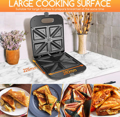Aigostar Sandwich Maker - Tosti ijzer - 1400W - Zwart •