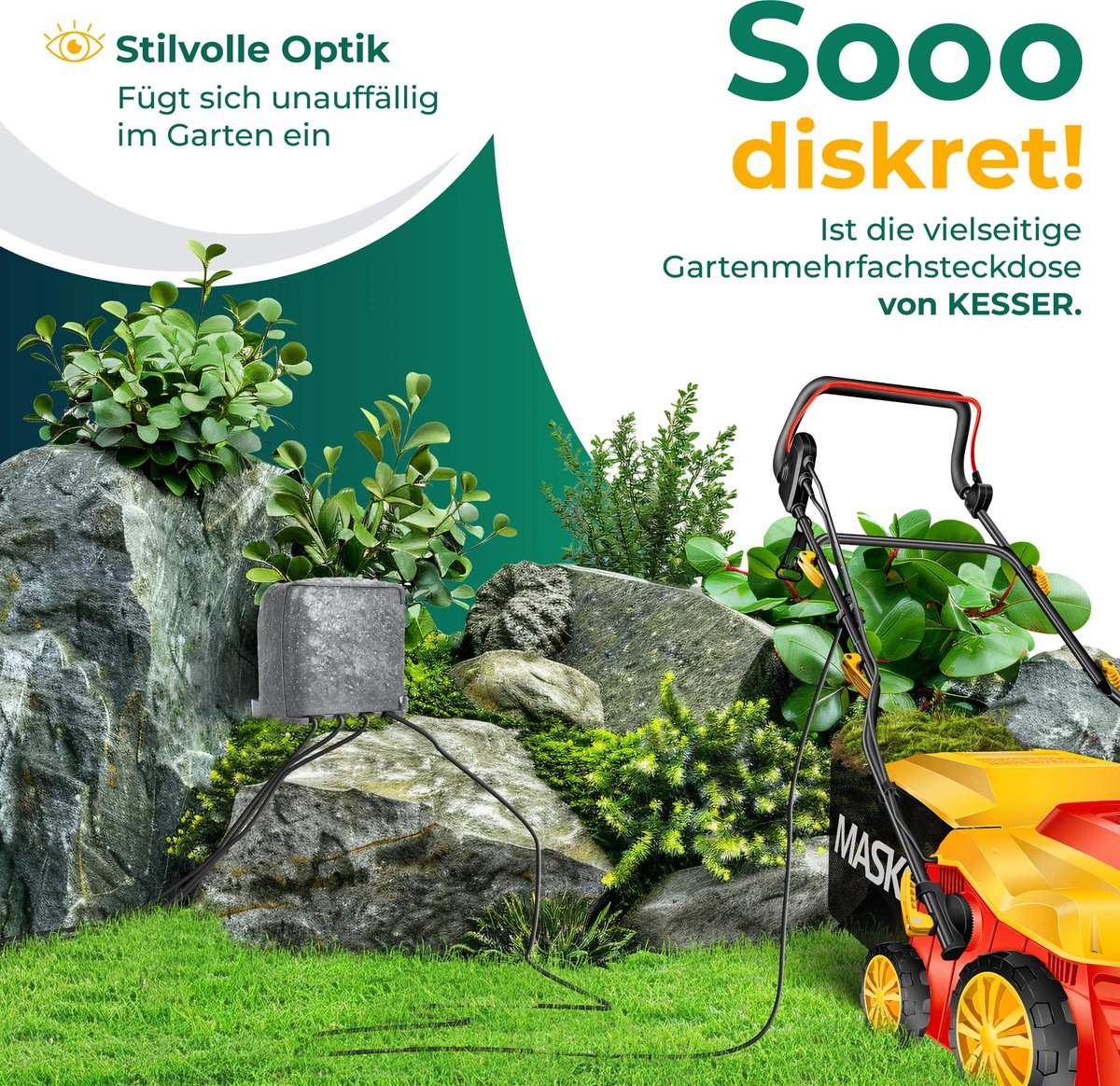 KESSER® Tuinstopcontact - 4 stopcontacten - IP44 waterdicht - Antraciet