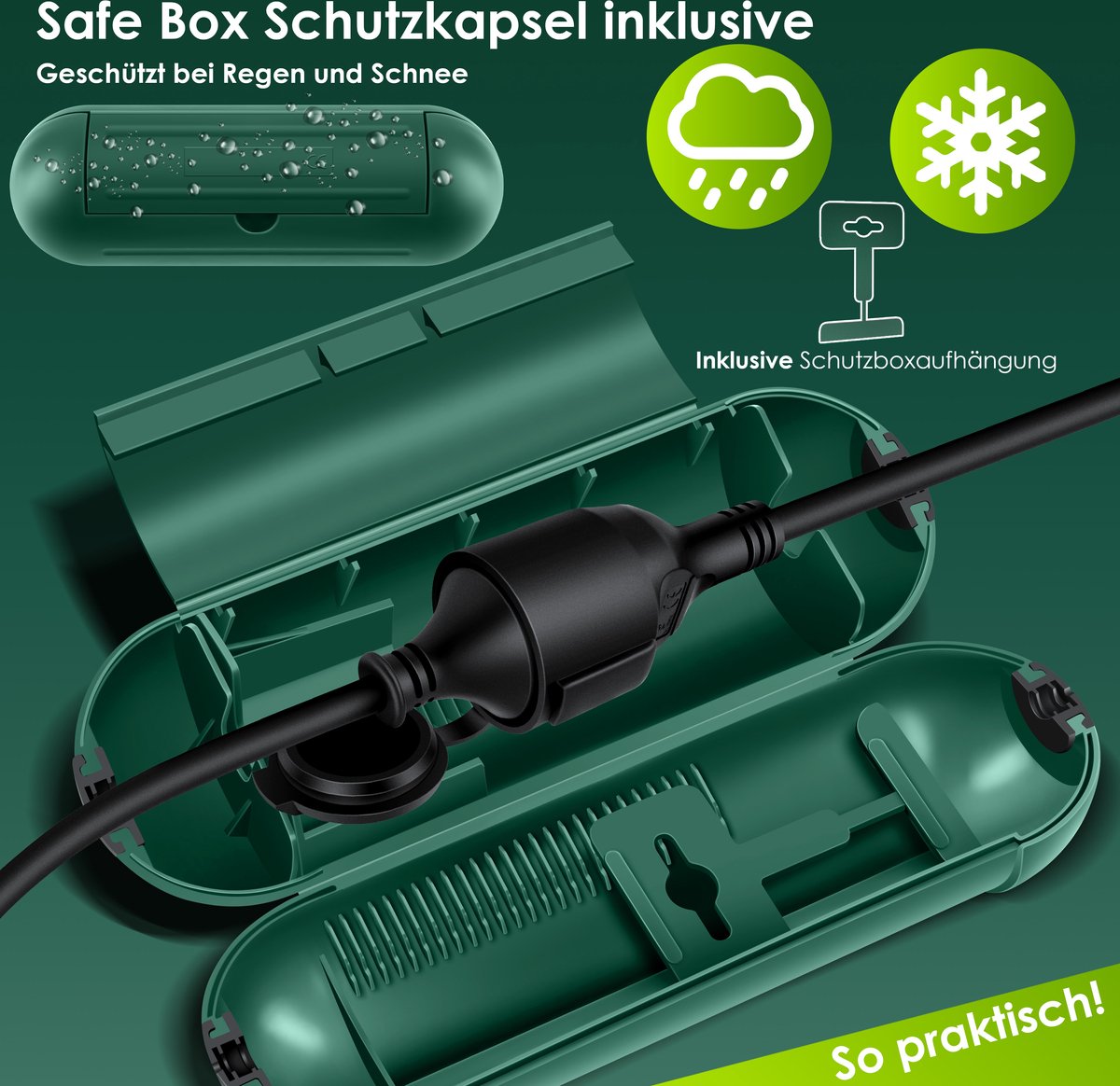 KESSER® Verlengkabel 10 meter voor binnen en buiten IP44 - Zwart