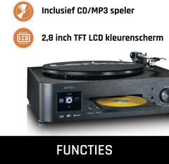 Lenco Platenspeler - Stereoset met DAB en Bluetooth - MC-460BK - Zwart