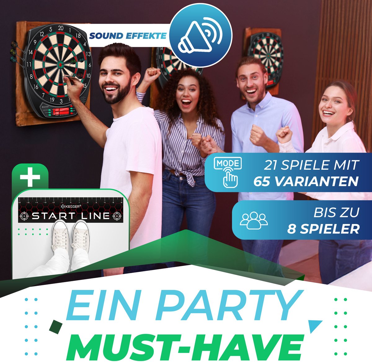 Elektrisch Dartbord - Met 15 darts - Klassiek met LCD - KESSER®