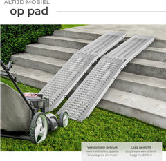 tectake® - Set van 2 oprijplaten Björn - Opvouwbaar met draaggrepen - Inklapbaar - Belastbaar tot 400 kg - 200 kg per plaat - 186 cm