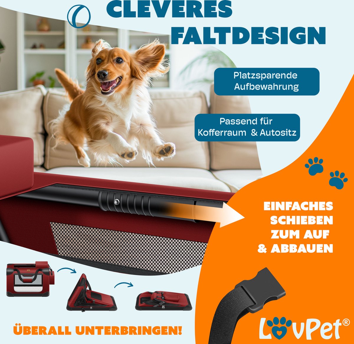 LOVPET® Hondenbench - Hondenbox - Transportbox - 102x69x69 - Bordeaux
