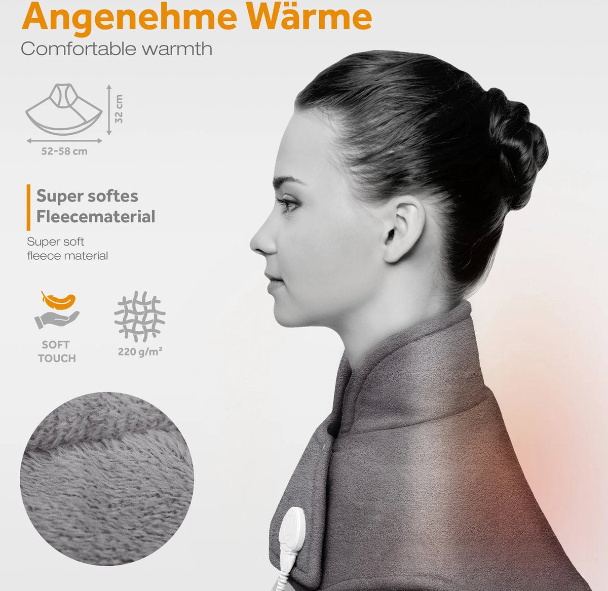 Warmtekussen - Nek en schouder - 3 temperatuurstanden - Grijs - Sinnlein®
