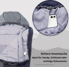 anaterra® Slaapzak LEKKAWARM - Winter - Max. lichaamslengte 190 cm - 230 x 82 x 55 cm - Tweewegrits - Incl. draagtas - Mummy slaapzak