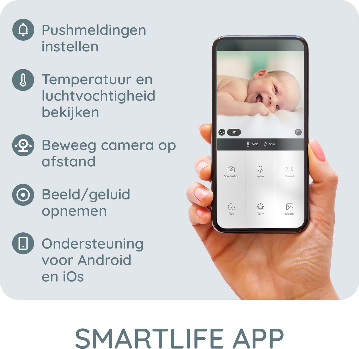 Alecto Wifi Babyfoon met Camera en App - Beweegbaar - Zwart