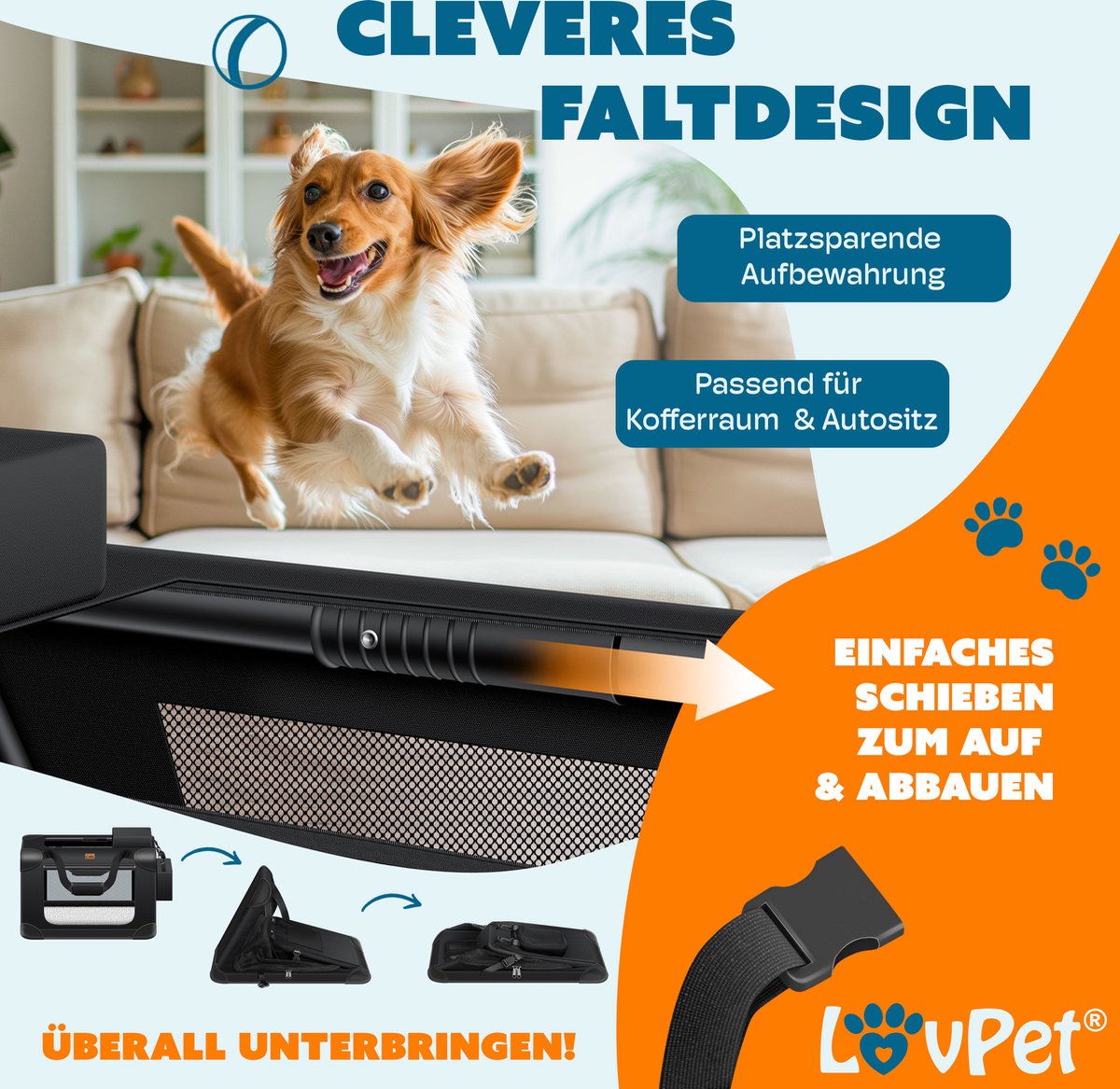 LOVPET® Hondenbench - Hondenbox - Transportbox - 102x69x69 - Zwart
