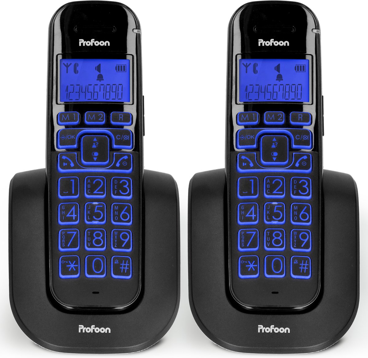 Huistelefoon senioren - Senioren telefoon - Vaste lijn - Zwart - Profoon PDX-2808 DUO •