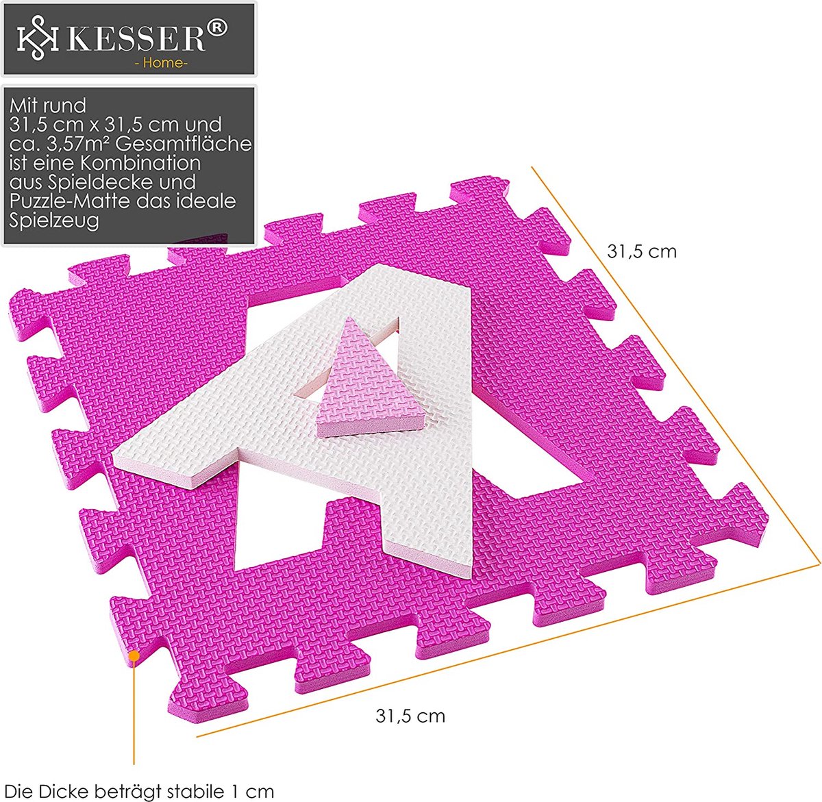 KIDIZ® 86-Delige Puzzelmat Speeltapijt Schuimmat Kindertapijt, Puzzel Cijfers en Letters Beschermende Mat - Roze