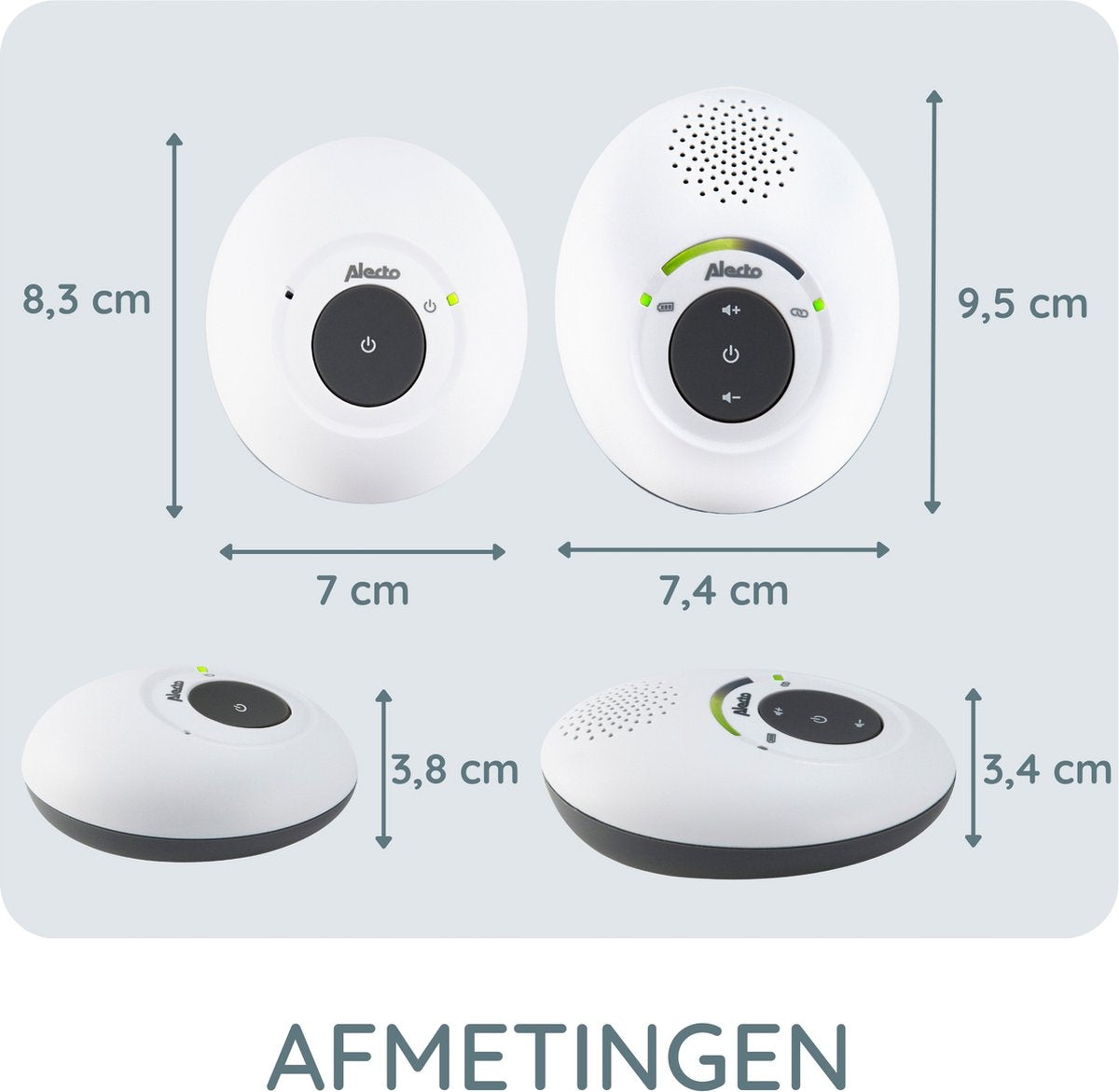 Alecto DBX-115 - Full Eco DECT Babyfoon - Wit/Antraciet