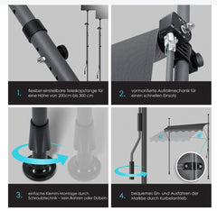 KESSER® Klemluifel - Balkonluifel zonder boren - 250cm - Verstelbaar - Antraciet