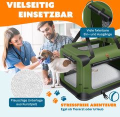 Reisbench hond - Draagtas hond - Transportbox - 102x69x69 - Khaki
