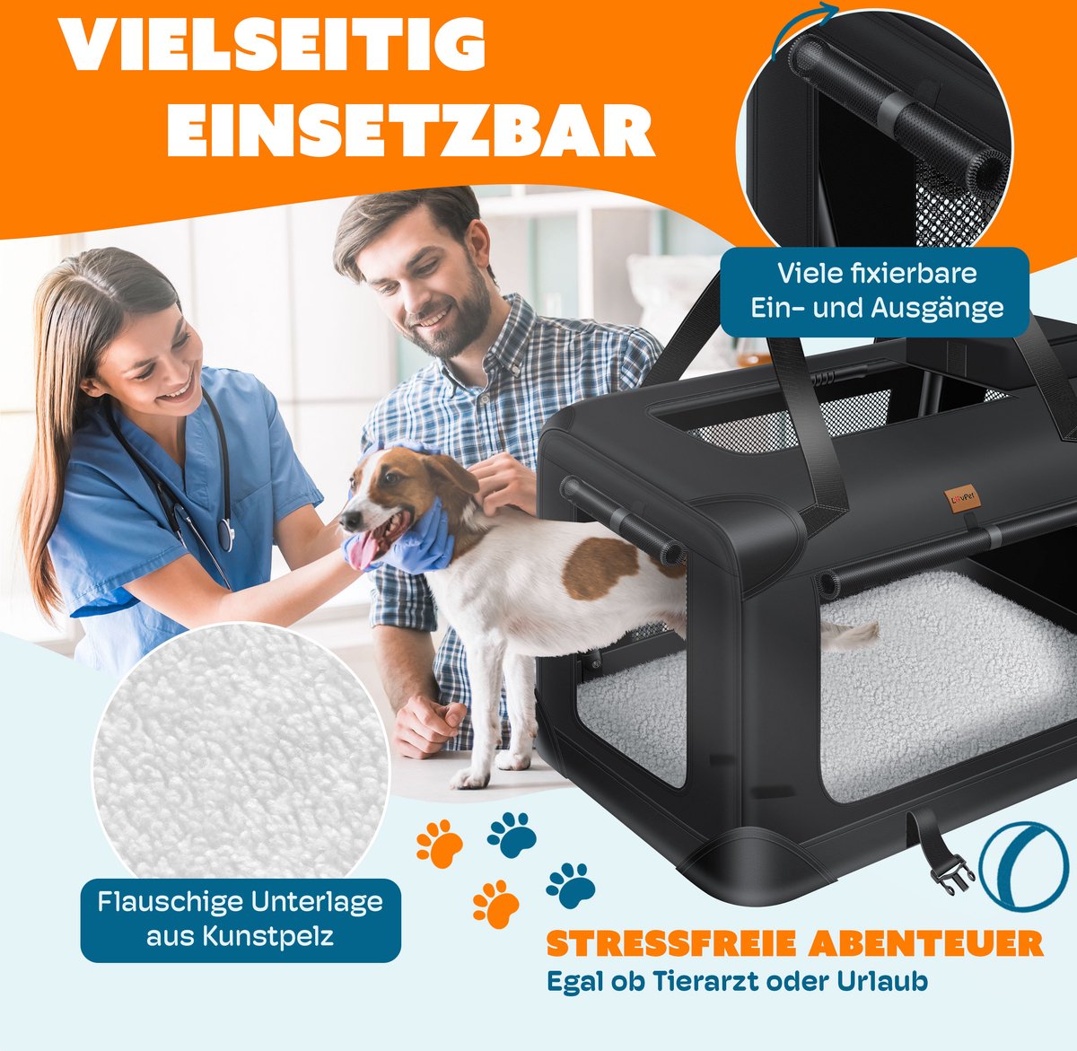 LOVPET® Hondenbench - Hondenbox - Transportbox - 102x69x69 - Zwart