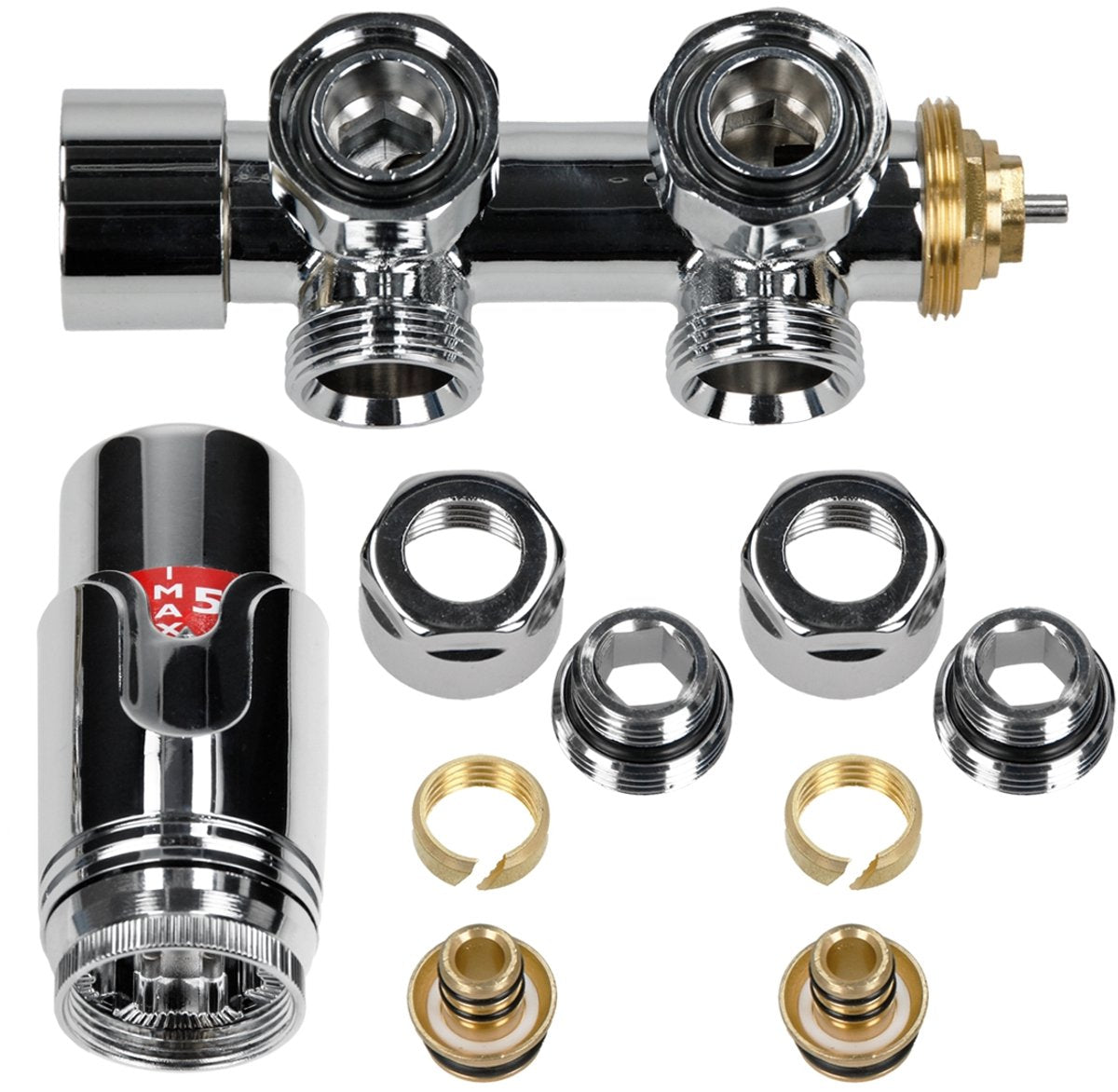 Hoekstopkraan - Inc. thermostaatknop - Zilver - LuxeBath