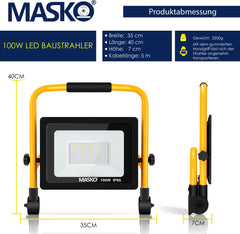 MASKO® LED Schijnwerper bouwlamp - werklamp - werkspot - 5m netsnoer - bouwspot - incl. statief en draaggreep - bouwlamp - schijnwerper - schijnwerper bouwplaatslamp binnen buiten - 100 W