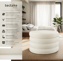 Poef met Opbergruimte - Opbergpoef - Ø67x42cm - Crèmewit - Tectake®