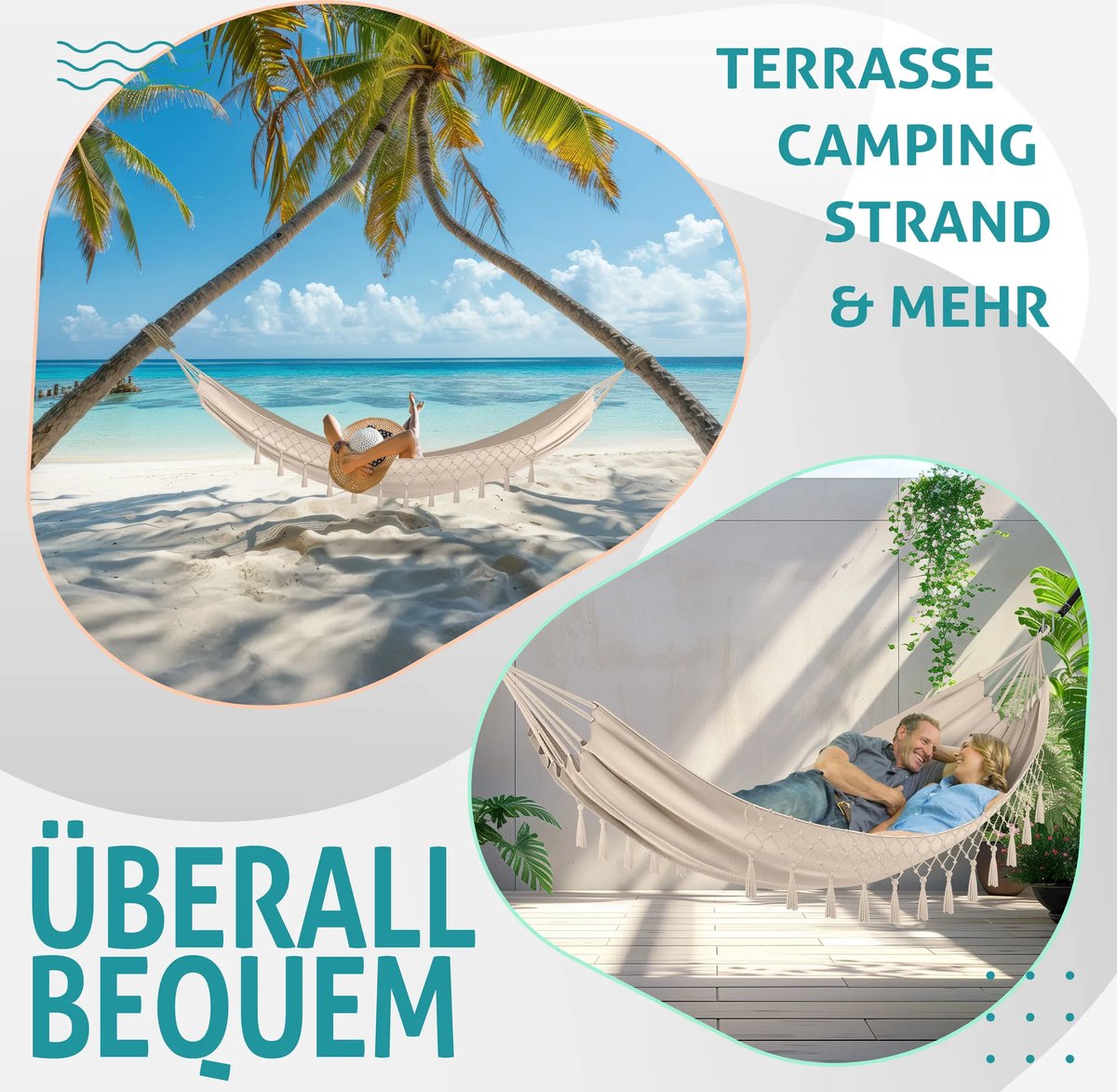 Kesser® Hangmat - Belastbaar tot 300kg - 320x150cm - Beige •