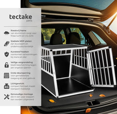 tectake® - Autobench hondenbench - Hondentransportbench - div afmetingen double of single (Single, 66 x 90 x 69,5 cm)