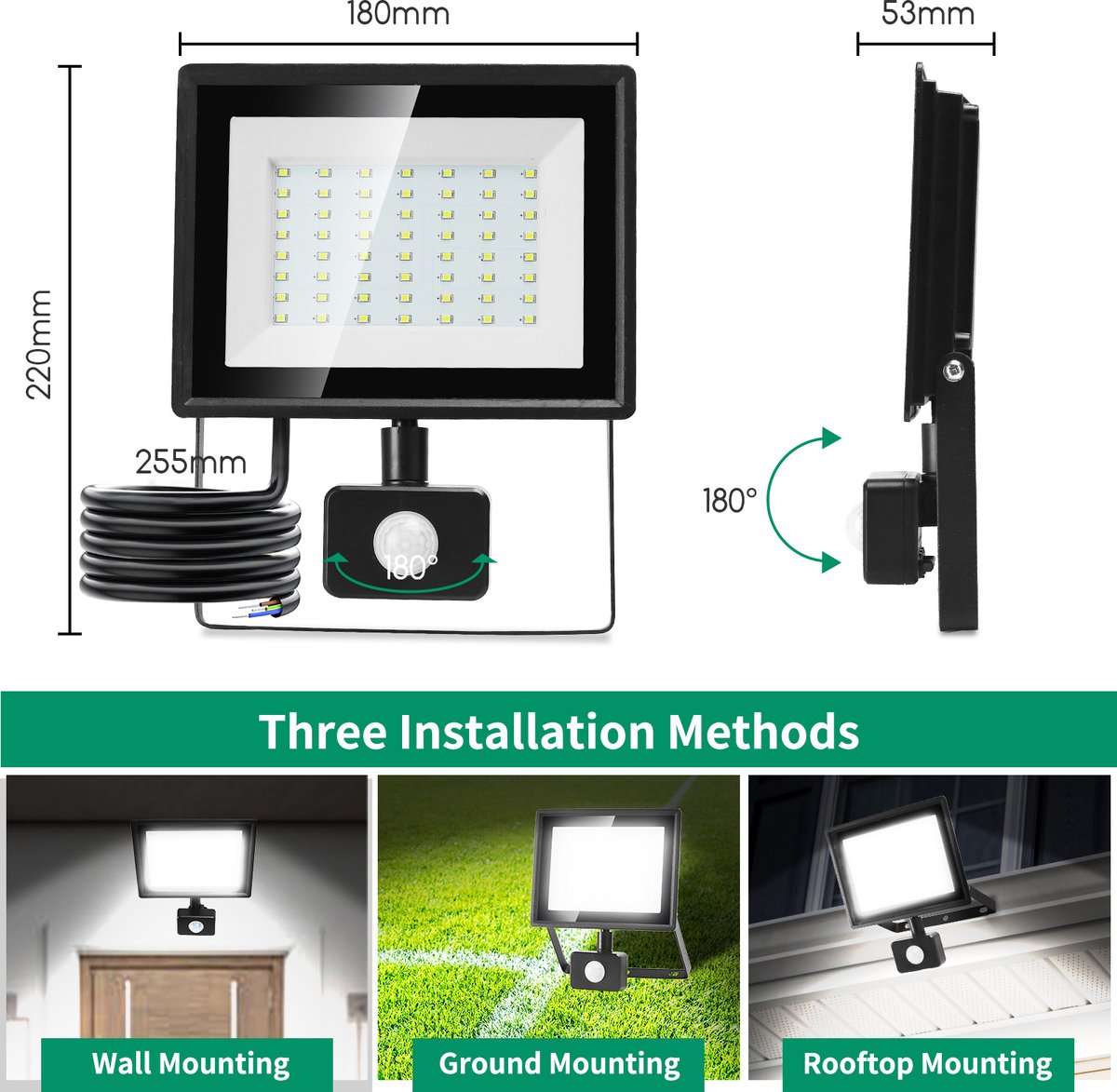 Aigostar Bouwlamp LED - 50W - IP65 Waterdicht - Zwart