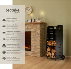 Houtopslag - Brandhoutrek - Houtberging - Zwart - Tectake®