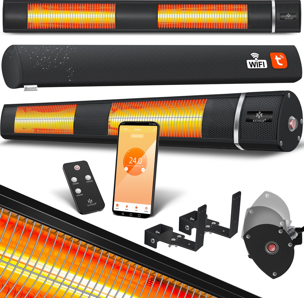 Infrarood Verwarming - Terrasverwarmer - Elektrische Heater - Zwart - KESSER®