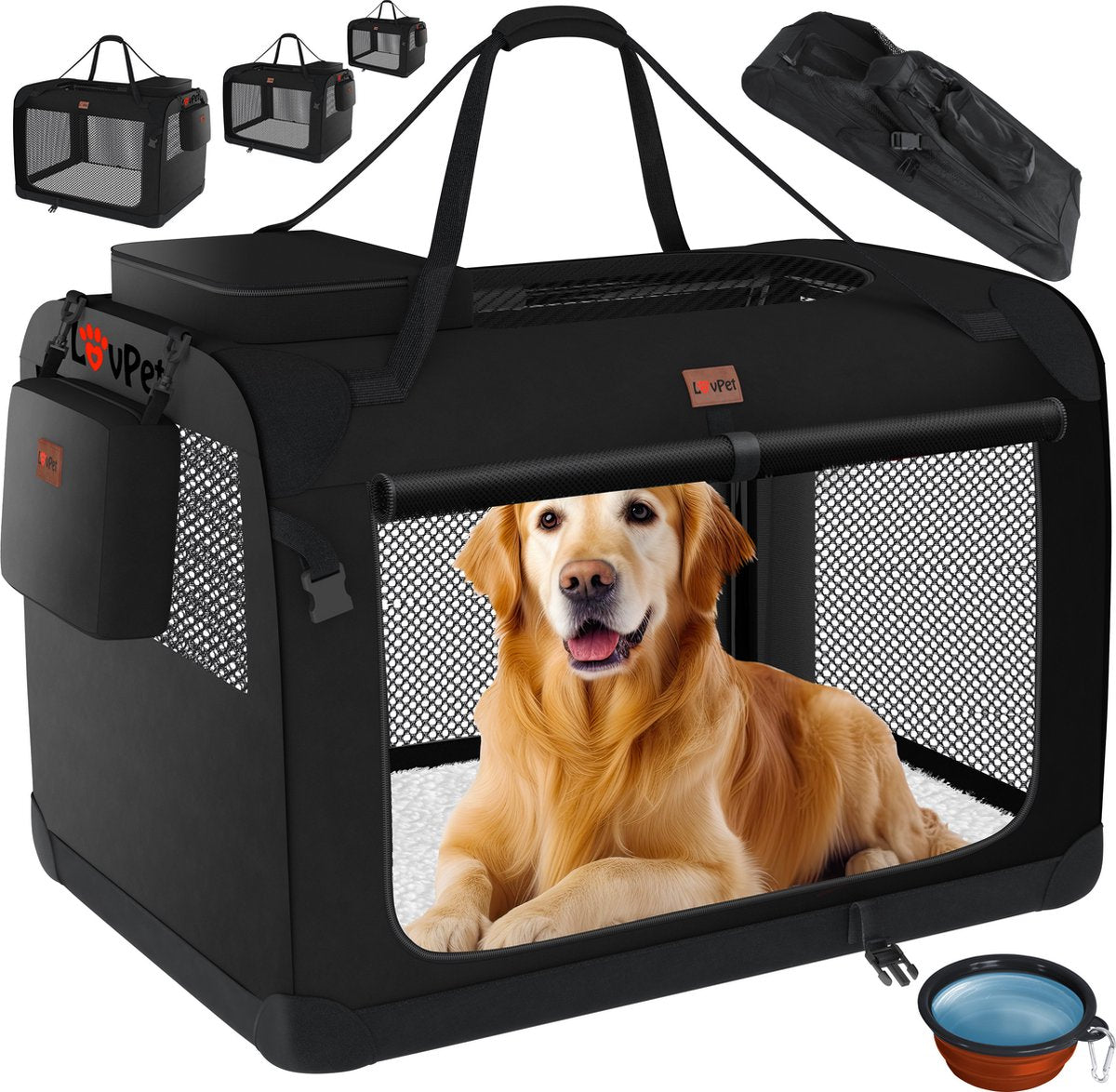 LOVPET® Hondenbench - Hondenbox - Transportbox - 102x69x69 - Zwart