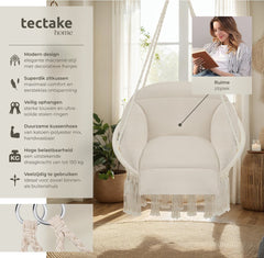 Hangstoel - Binnen & Buiten - Hangschommel - Tot 100kg - Beige - Tectake®