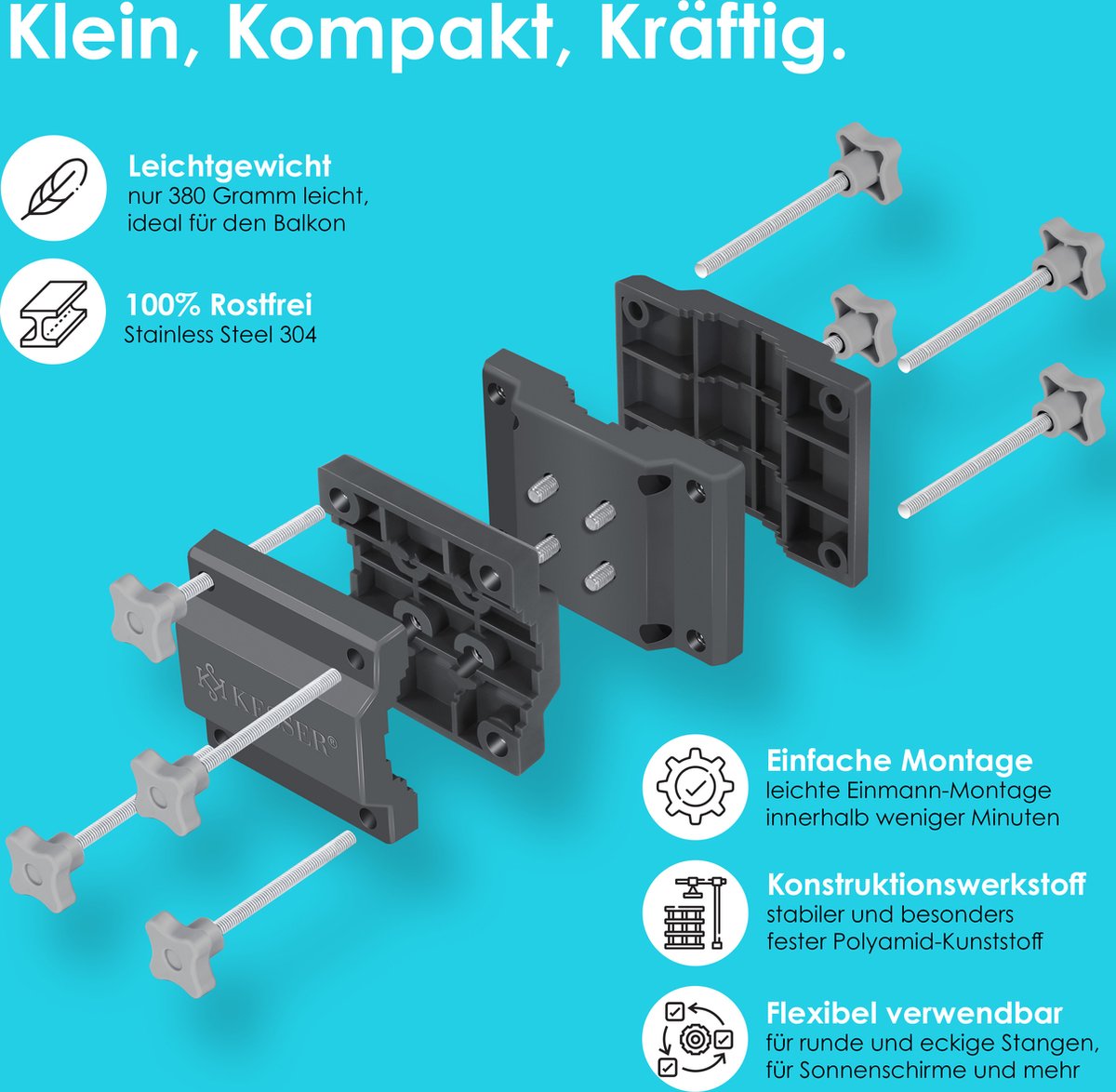 KESSER® Universele Parasolhouder - Ø38mm-Ø48mm - Antraciet